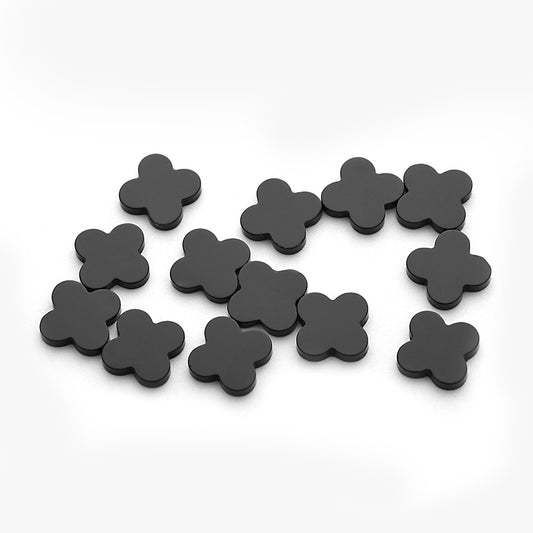 Natural Black Onyx flat back cutting Four Leaf Clover