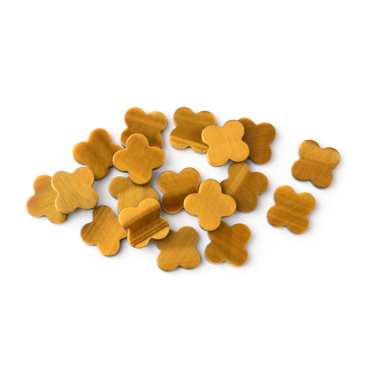 Natural Tiger eye stone Four Leaf Clover