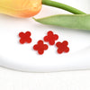 Natural Red Onyx Heavy Zircon Flat Back Cut Four Leaf Clover