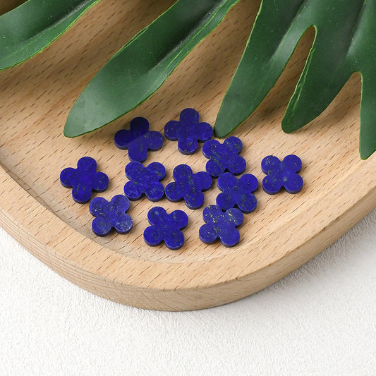 Natural Loose Lapis Lazuli Four Leaf Clover For Jewelry Making
